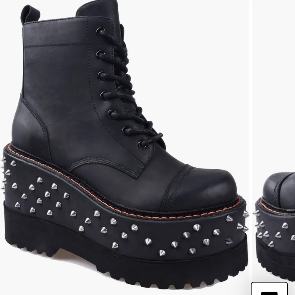 Black Studded Platform Ankle Boots